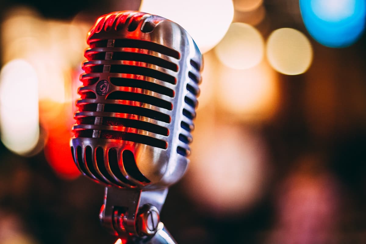 Vintage microphone in warm light