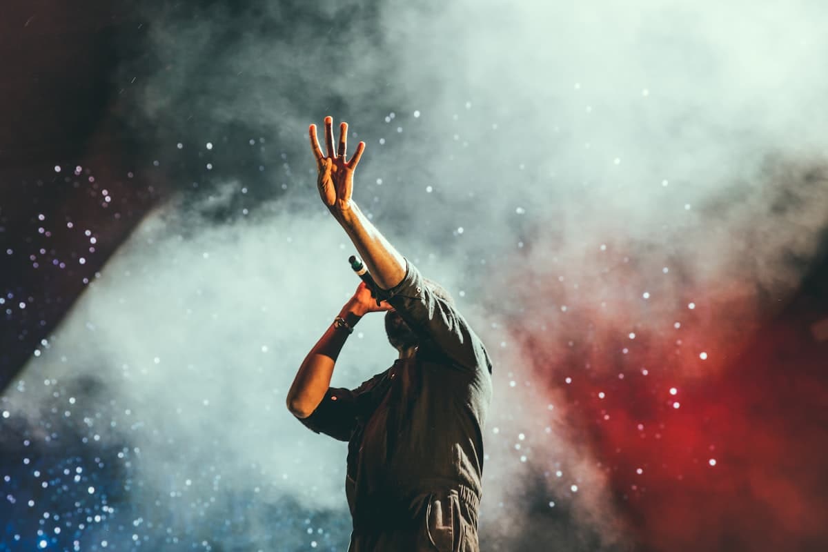 Performer singing on stage