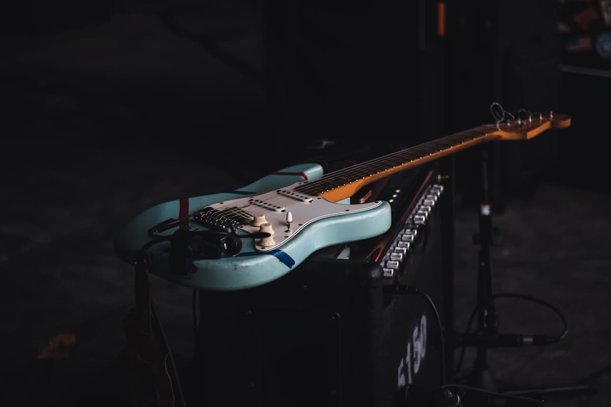 Microphone on a dark stage